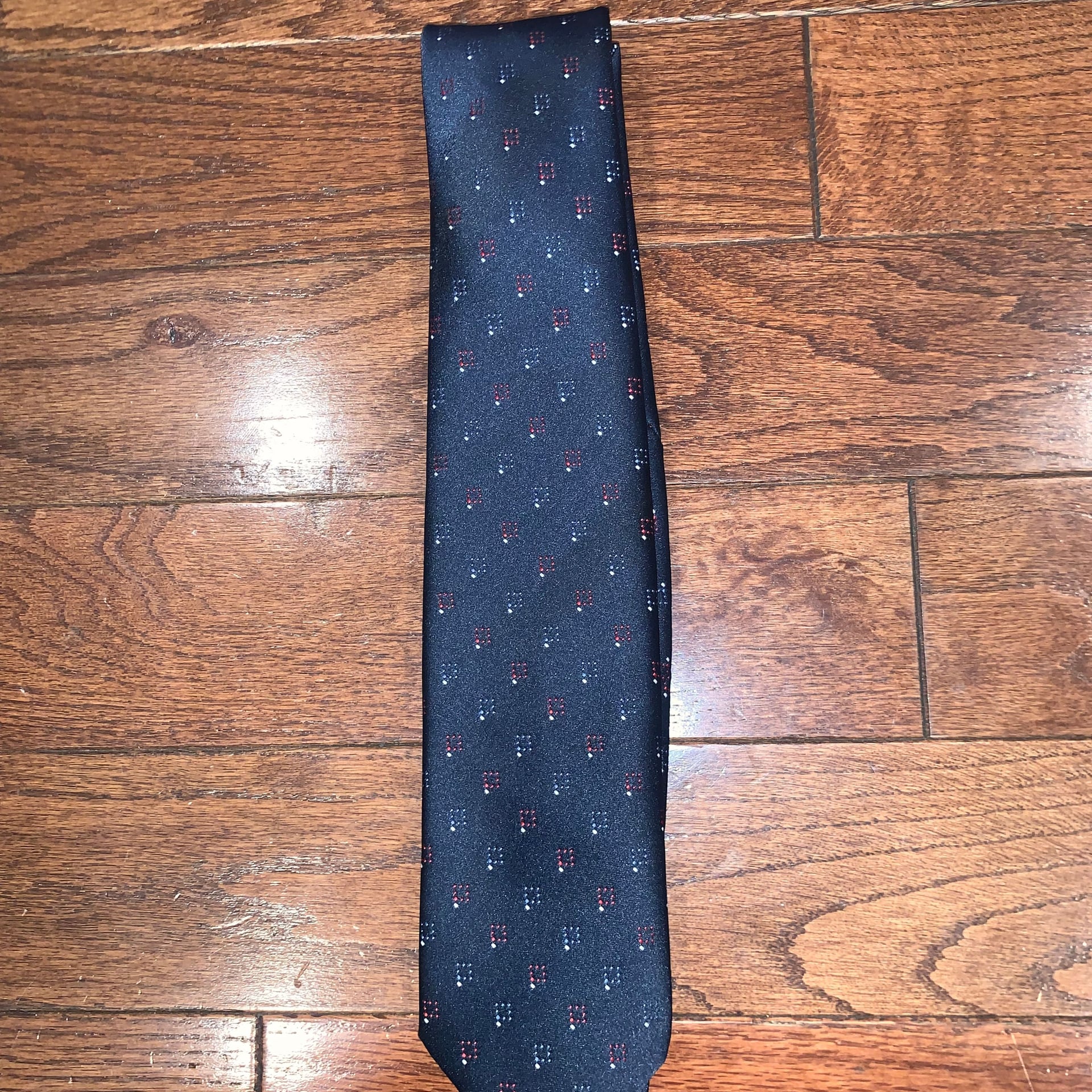 Givenchy Monsieur Blue Red Geometric Silk Necktie